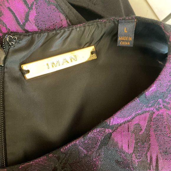 IMAN Metallic Floral Dress L - Picture 3 of 6